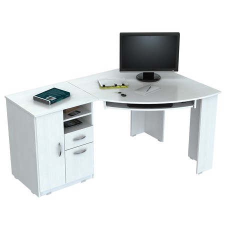 Inval Corner Computer Desk 85.5 in. W Washed Oak 2 -Drawer with File Storage ET-3415